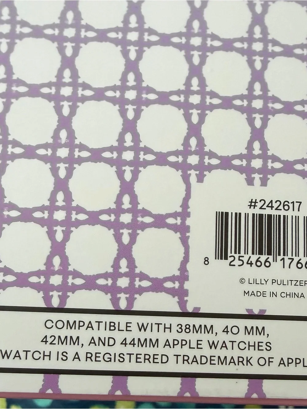 NIB~ Lilly Pulitzer Pastel Purple Floral Scrunchie Apple Watch Band